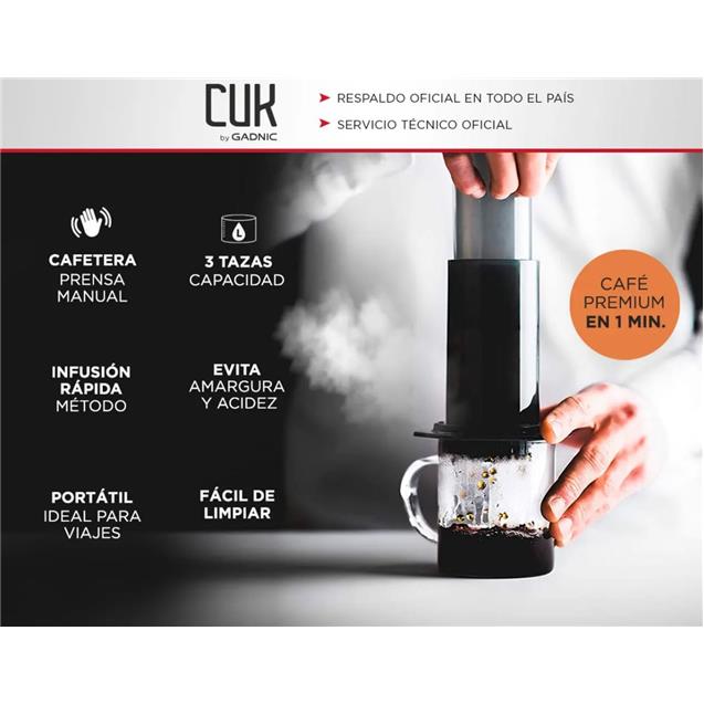 Cafetera Gadnic Cuk Aeropress Accesorios 3 Tazas Gris (CAFETE05) - Imagen 5