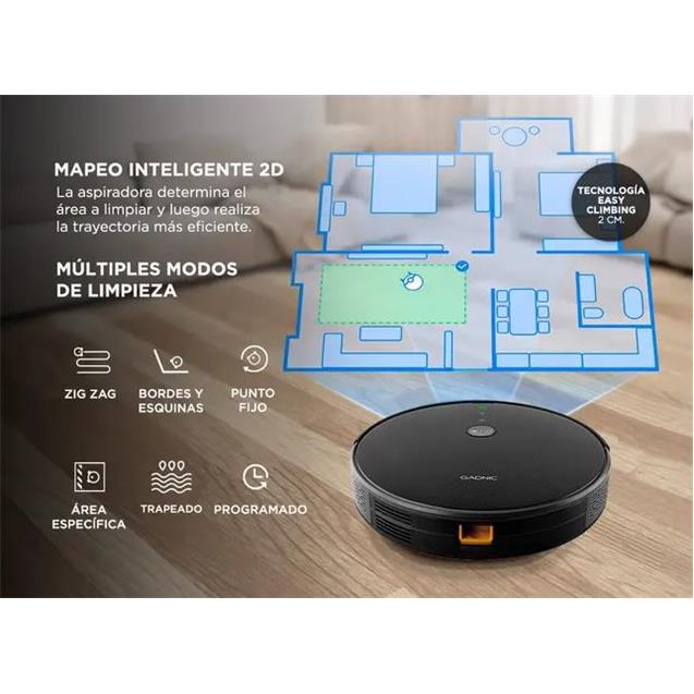 Aspiradora Gadnic Clean Duo Trapeadora Robot Negra (Z9600) - Imagen 3
