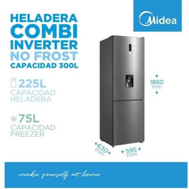 Heladera Midea con freezer No Frost Inverter Silver 300L (MDRB424FGE46AW) - Imagen 6