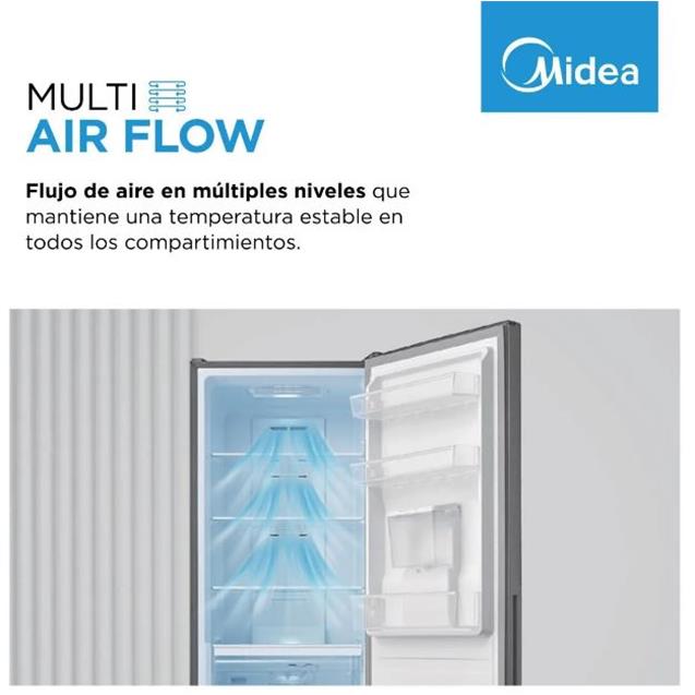Heladera Midea con freezer No Frost Inverter Silver 300L (MDRB424FGE46AW) - Imagen 8