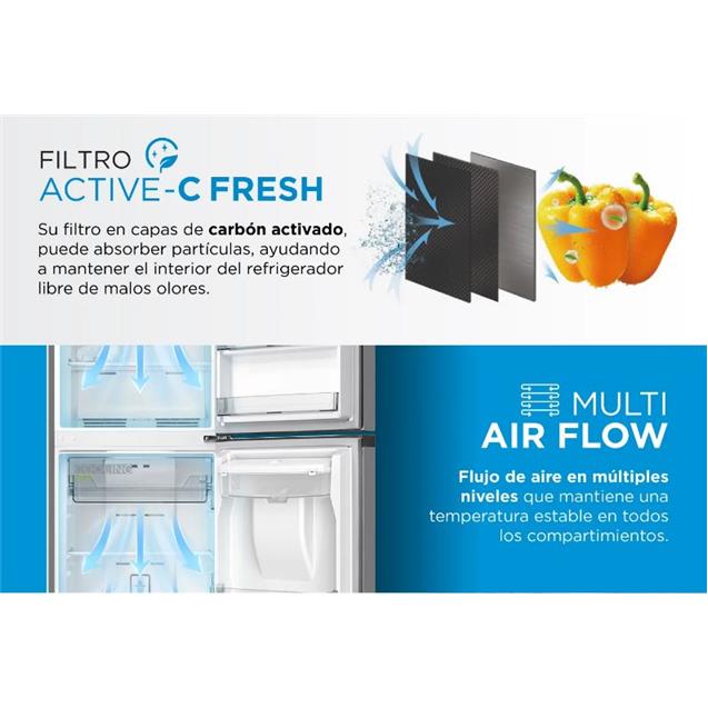Heladera Midea No Frost Inverter 340 Lts C/Dispenser Gris (MDRT489) - Imagen 6