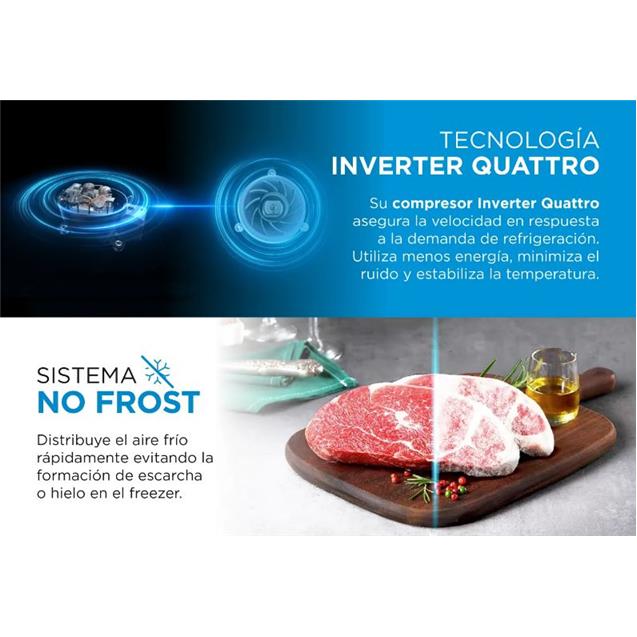 Heladera Midea No Frost Inverter 340 Lts C/Dispenser Gris (MDRT489) - Imagen 7