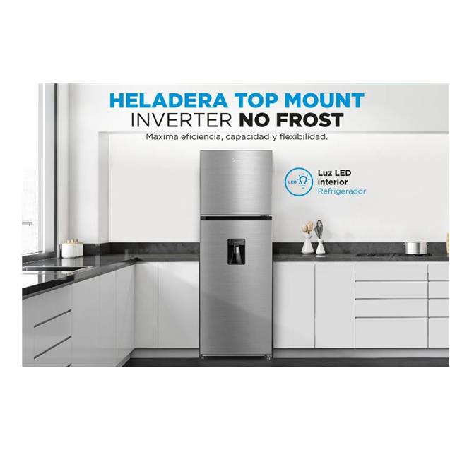 Heladera Midea No Frost Inverter 340 Lts C/Dispenser Gris (MDRT489) - Imagen 8
