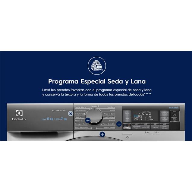 Lavasecarropas Electrolux 11/7 Kg Inverter Silver (EWD11S) - Imagen 8