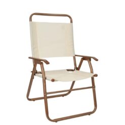 Sillón Descansar Plegable Xl Cobre 1" Respaldo Alto  C/Coversol Hueso (10009)