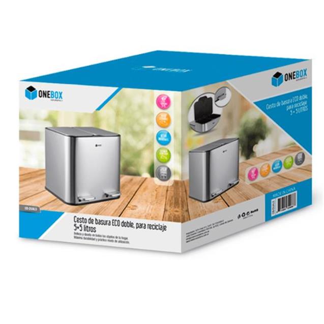 Recipiente Residuos Onebox Inox-5l + 5l / Cierre Suave (OB-DUAL5) - Imagen 2