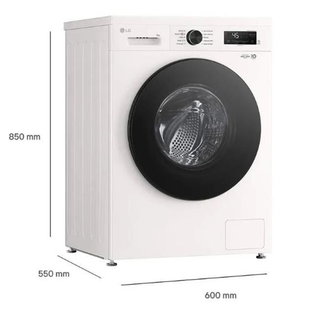 Lavarropas LG Inverter Direct Drive C/F 8kg 1200 Rpm Blanco (WM80GW) - Imagen 4