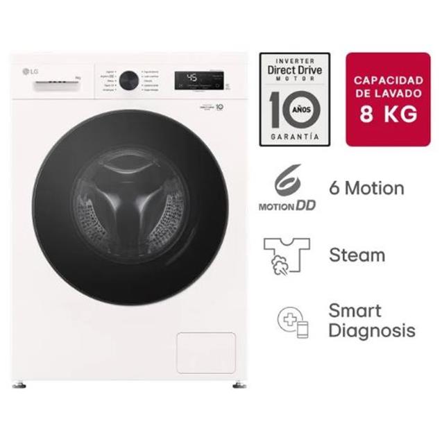 Lavarropas LG Inverter Direct Drive C/F 8kg 1200 Rpm Blanco (WM80GW) - Imagen 7