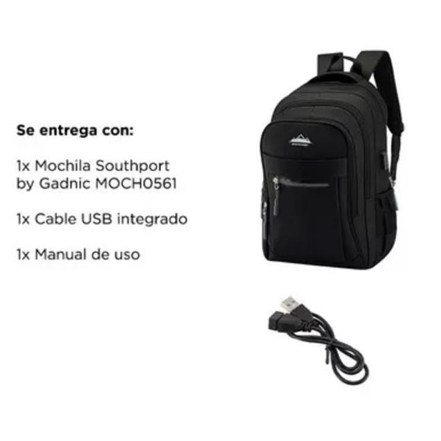 Mochila Gadnic South Port c/Usb Black (MOCH0561) - Imagen 5