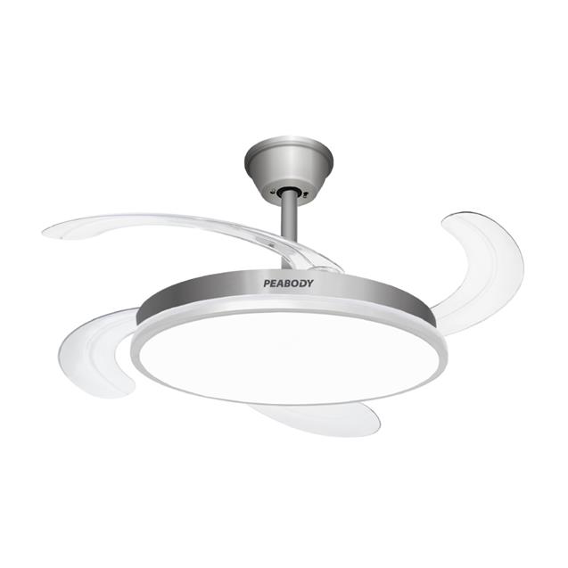 Ventilador De Techo Peabody Luz Led Rebatible. Inox (PE-VTRDC410S)