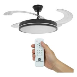 Ventilador De Techo Abon Garden Zentra Retráctil Negro negro C/ Aspas Transparentes (AGZ42300NE)