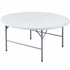 Mesa Redonda Portátil Crystal Rock Blanca 153x74