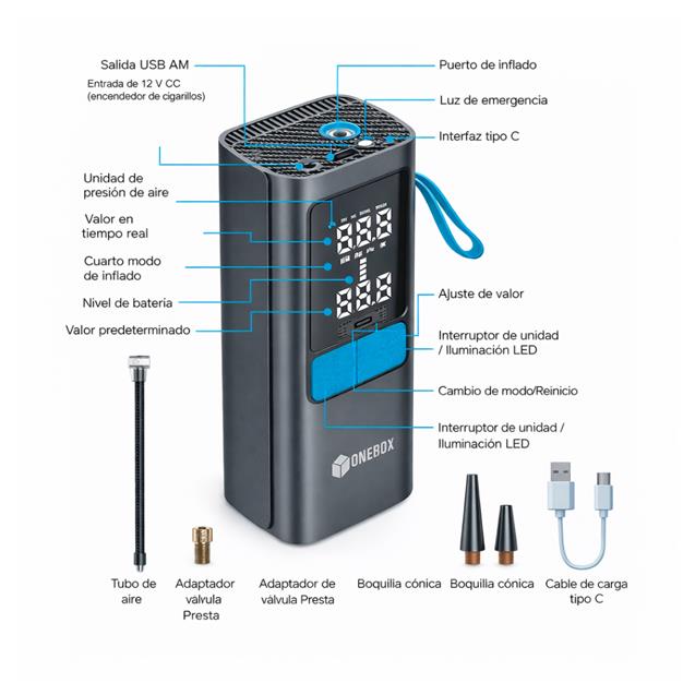 Inflador One Box OB-D1 Digital Portátil - Imagen 2