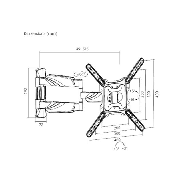 Soporte Onebox 23" A 65" 40kg Movil Extensible Hasta 51.2cm (OB-EMC25) - Imagen 2