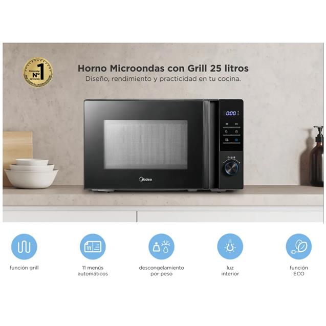 Microondas Midea 25 Lts Grill Gris (DG125GAR1) - Imagen 6
