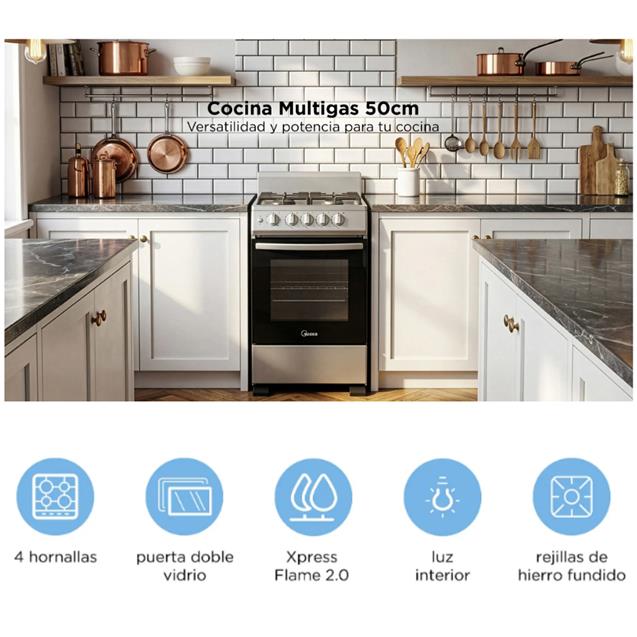 Cocina Multigas Midea 50 cm Gris (MG4P) - Imagen 8