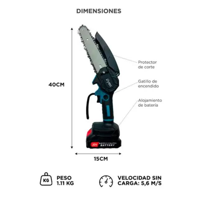Mini Motosierra Gadnic Ziyen 2 Cadenas/ 2 Bat 20v 1.5ah Estuche (SIER0008) - Imagen 2