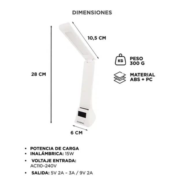 Luz Escritorio Gadnic Carga Inalámbrica (DESKL014) - Imagen 4