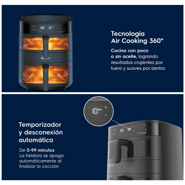 Freidora Electrolux Airfryer11lts Digital Doble Cesta (EAF190) - Imagen 8