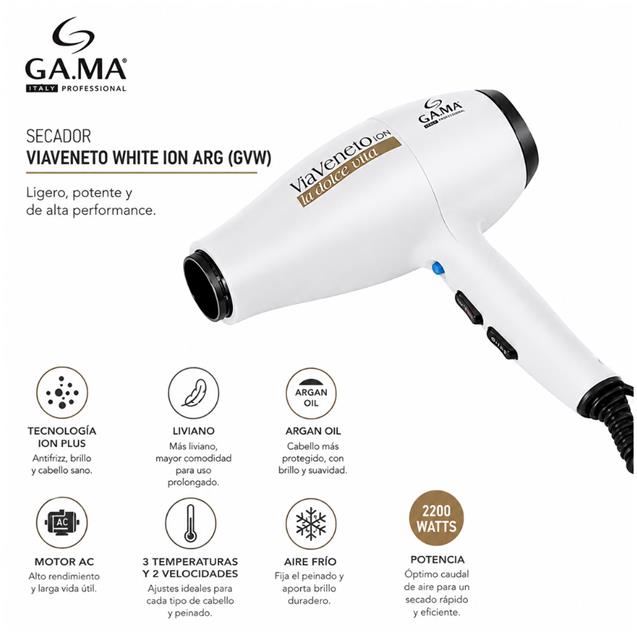 Secador Ga.Ma Viaveneto White Ion Arg (GVW) - Imagen 2