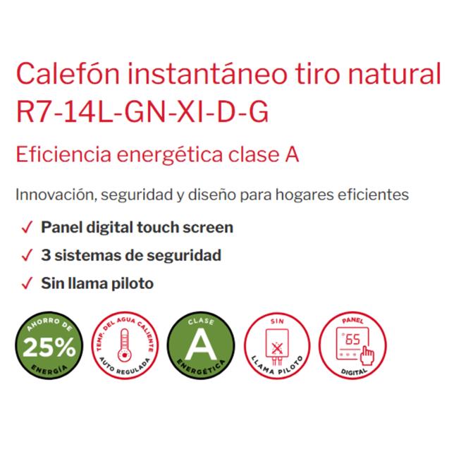 Calefón Rheem R7 Sin Piloto 14L Digital Gris (GN-XI-D-G) - Imagen 3