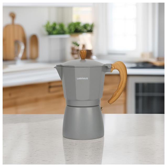 Cafetera Italiana Larhaus Barista Induccion 9pc 410 ml Gris (LH1134) - Imagen 2