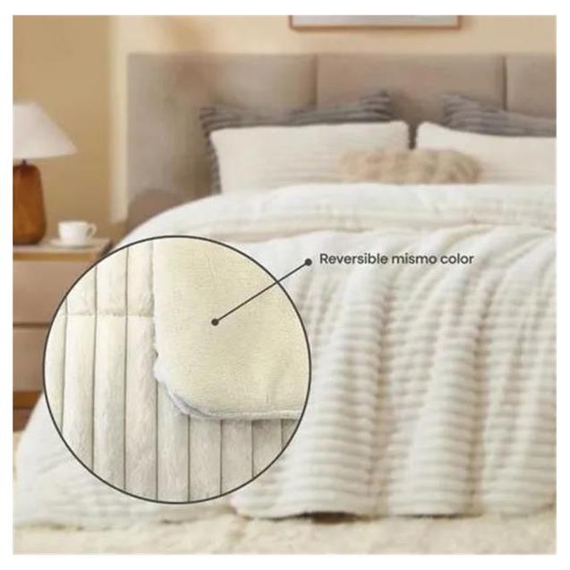 Acolchado Nordico Luxury Rib Queen Natural 240x230 C/Fundas De Almohadas - Imagen 3