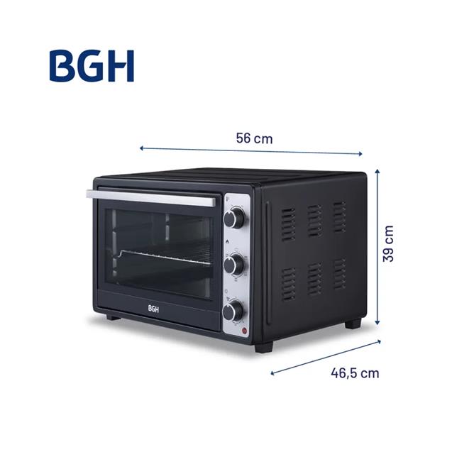 Horno Eléctrico Bgh Duo Antiadherente C/Convecc. 55 Lts 2000w Negro (BHE55M25I) - Imagen 3