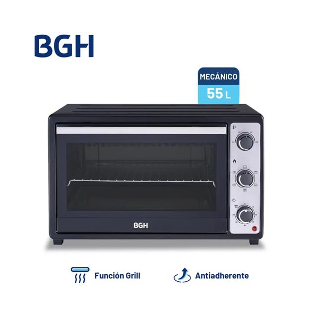 Horno Eléctrico Bgh Duo Antiadherente C/Convecc. 55 Lts 2000w Negro (BHE55M25I) - Imagen 2