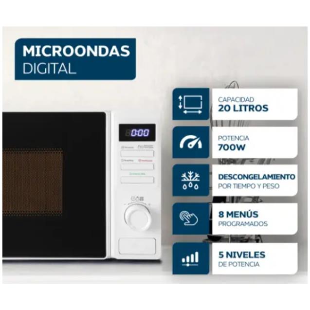 Microondas Philco Digital 20 Lts Blanco (PHDW20UAN) - Imagen 4