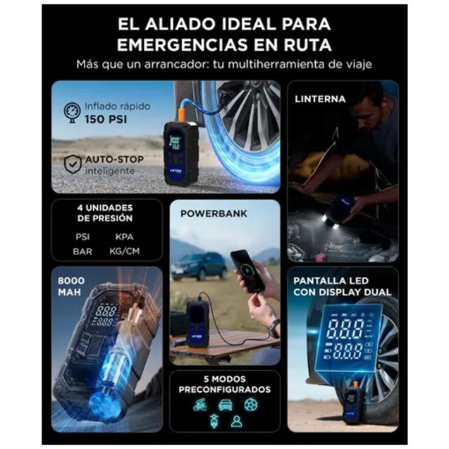 Arrancador Batería + Inflador Gadnic Av000420 12v -150psi (8000MAH) - Imagen 4