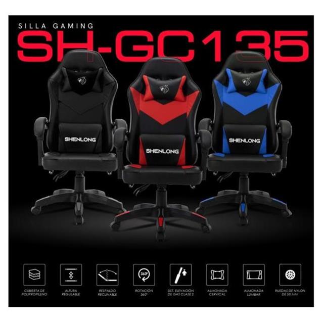 Silla Shenlong Gamer Reclinable Negra/Azul (GC135) - Imagen 4