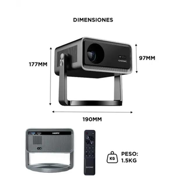 Proyector Gadnic Full HD 10.000 Lumens Android 12 (PROJ330W) - Imagen 2