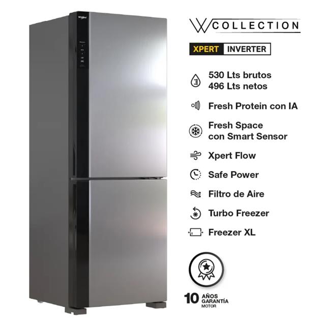 Heladera Whirlpool XpertAI con Freezer No Frost Inverter Plateada 530 L (WRE66AK) - Imagen 2