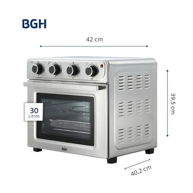 Horno Eléctrico Bgh 30 Lts Spiedo Airfry Inox (BHE30FX25T) - Imagen 2