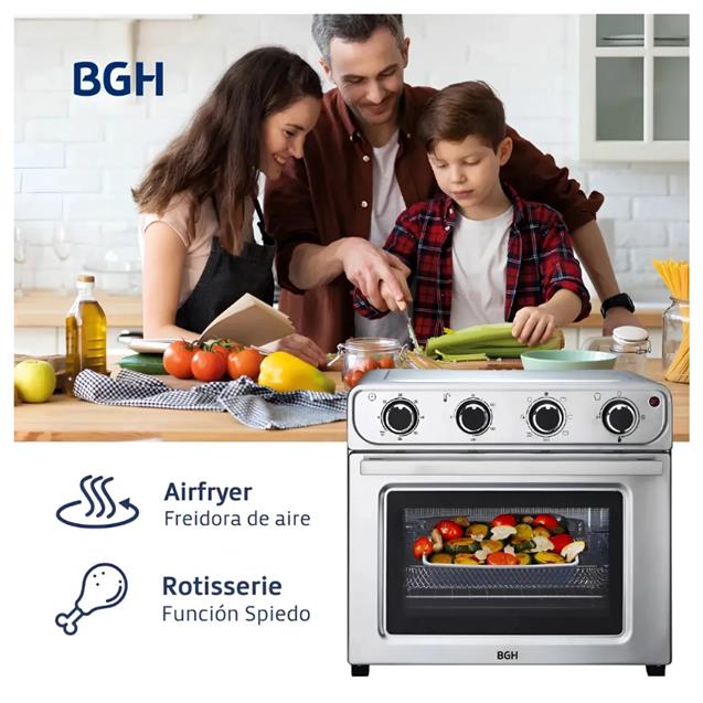 Horno Eléctrico Bgh 30 Lts Spiedo Airfry Inox (BHE30FX25T) - Imagen 4