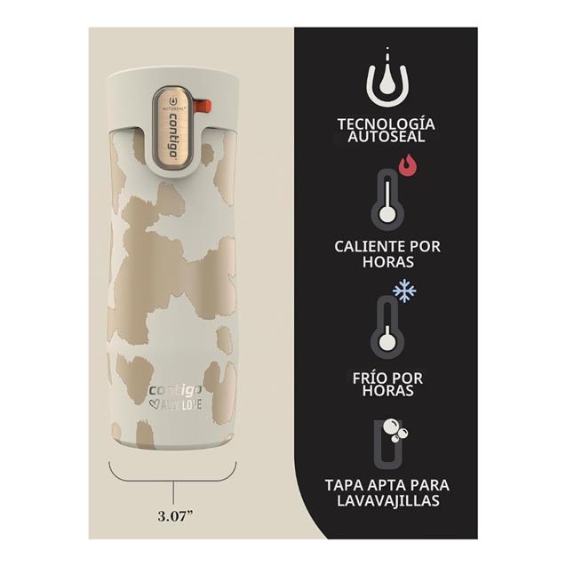 Vaso Termico Contigo Inox c/boton 473 ML Oatmilk Cowhidey - Imagen 2