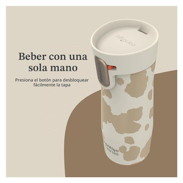Vaso Termico Contigo Inox c/boton 473 ML Oatmilk Cowhidey - Imagen 3