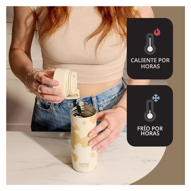 Vaso Termico Contigo Inox c/boton 473 ML Oatmilk Cowhidey - Imagen 5
