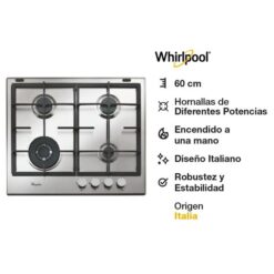 Alternative view of Anafe a Gas Whirlpool 4 hornallas 60 Cm Inox (wgma6422ix)