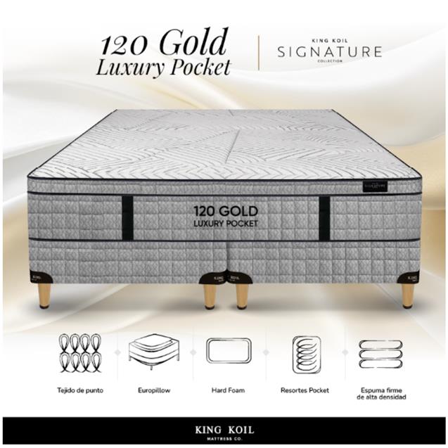 Colchon de Resortes King Koil Signature 120 Años Luxury Pocket 140x190 - Imagen 7