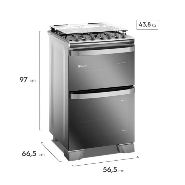 Cocina a Gas Electrolux Doble Horno Eléctrico/Gas 56 cm Inox (F4EDM) - Imagen 5