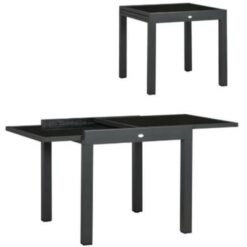 Mesa Ego Aluminio 90x180x73 Top Glass Negro (24000707)